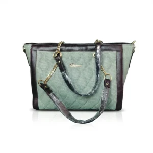 sage green quilted tote bag